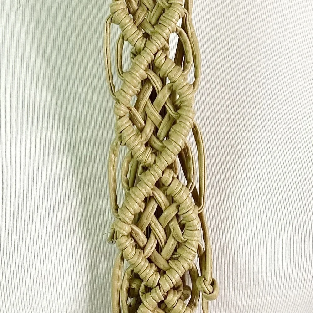 Vintage Boho Macrame Faux Leather Belt Fringe Ties